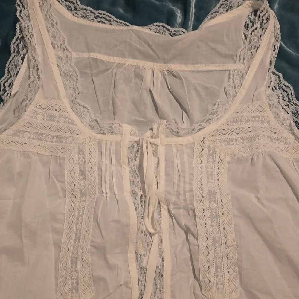 Lace Trimmed White and Black Tops - Picture 2 of 4